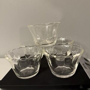 Set of 5 Vintage Fire King #422 Custard Cups 5 oz Clear Glass Scalloped Rim USA